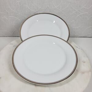 Williams Sonoma Open Kitchen Salad Plate 9" Gold Trim Porcelain 2-Pc Dinnerware